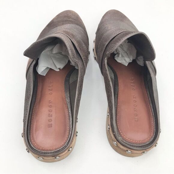 Mercer Edit CASE CLOSED Metallic Bronze Leather Metal Studded Casual Mules - Picture 10 of 14